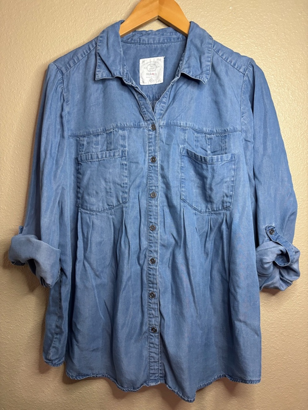Style & Co. Light Blue Denim-Style Shirt with Branded Label